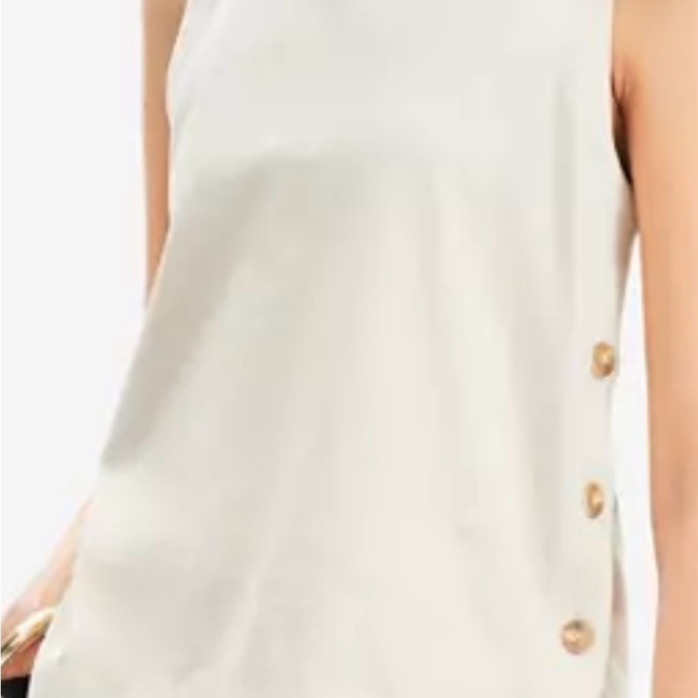 LOFT Ivory Tank Top with Side Buttons
